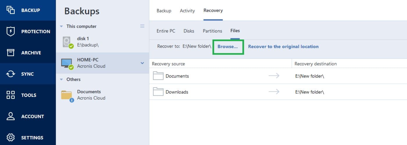 如何恢复 Acronis 备份